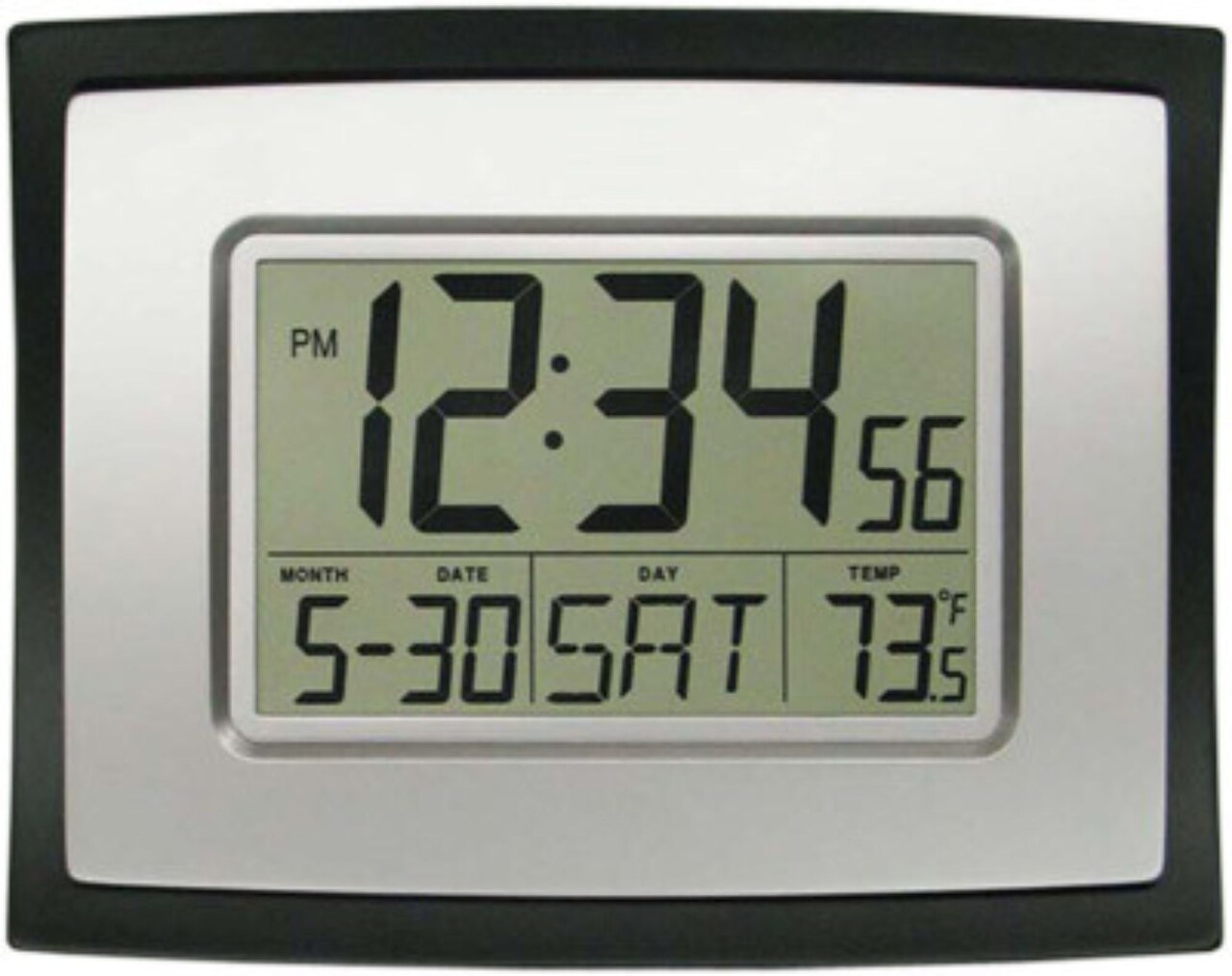 La Crosse Technology 8.5" Black and Gray Digital Wall Clock with Temperature and Calendar